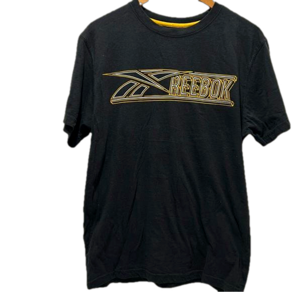 Reebok men’s t shirt black and yellow size M GUC